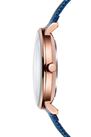 Montre à quartz en acier - Bleu et doré rose