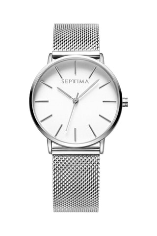 Montre à quartz en acier - Argenté et blanc