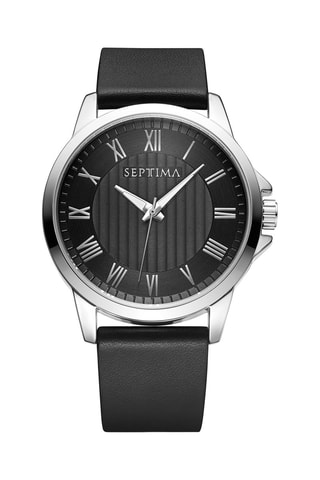 Montre à quartz en cuir - Noir et argenté