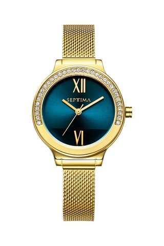 Montre à quartz en acier - Doré et bleu canard