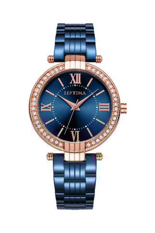 Montre à quartz en acier - Bleu cobalt et  doré rose