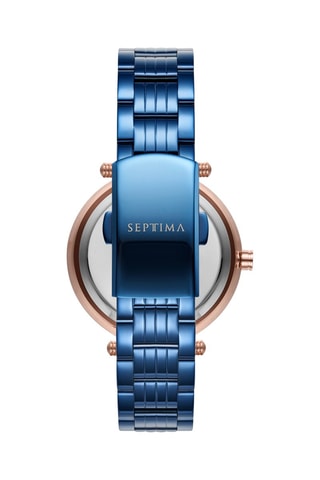 Montre à quartz en acier - Bleu cobalt et  doré rose