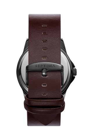 Montre à quartz en cuir - Marron  et noir