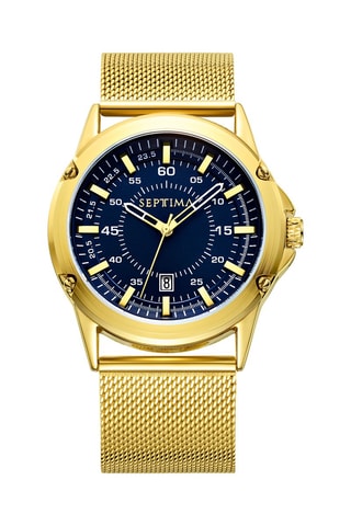 Montre à quartz en acier - Doré et bleu foncé