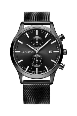 Montre à quartz en acier - Chronographe - Noir