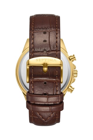 Montre à quartz en cuir - Chronographe - Marron et doré