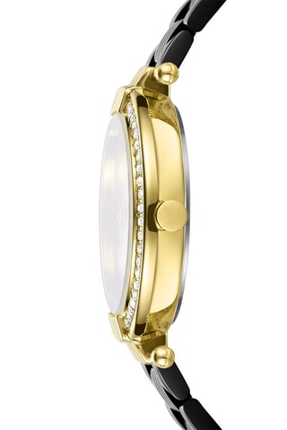 Montre à quartz en acier - Noir et doré 
