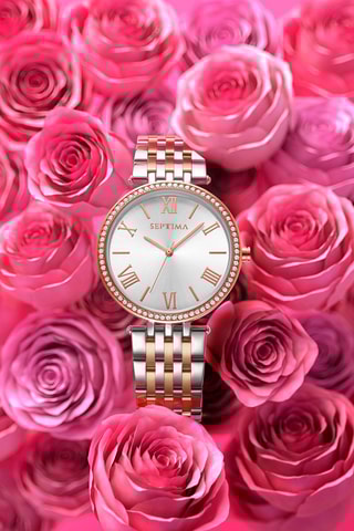 Montre à quartz en alliage - Argenté et doré rose