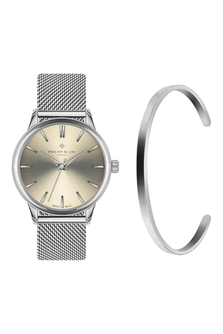Coffret montre à quartz en acier et jonc