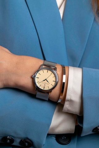 Coffret montre à quartz en acier et jonc