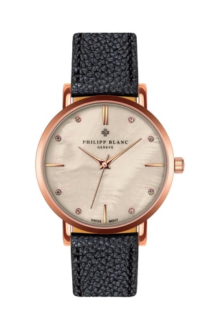 Montre à quartz en cuir et nacre