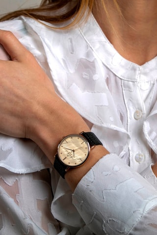 Montre à quartz en cuir et nacre
