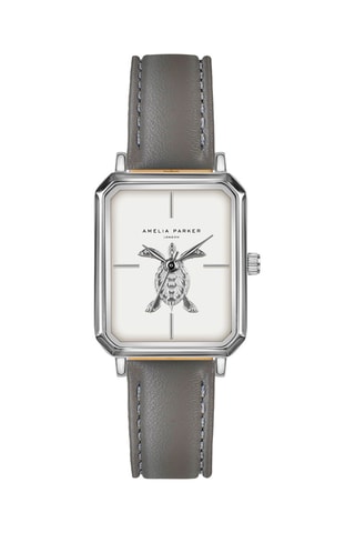 Montre à quartz en cuir Serendipity Sea - Gris et argenté