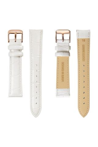Montre à quartz en cuir Gold Sky - Blanc et doré rose