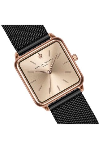 Montre à quartz en acier Gold Plaza - Noir et doré rose