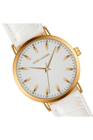 Montre à quartz en cuir Florence - Blanc et doré