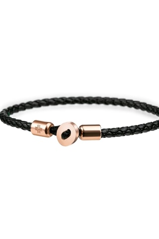 Coffret montre à quartz en plaqué ion or rose et cuir et bracelet en cuir Lugano
