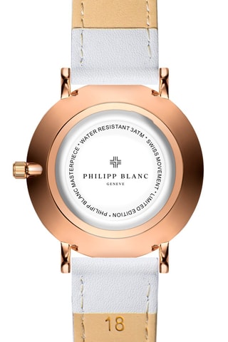 Montre à quartz en cuir  - Blanc et doré rose