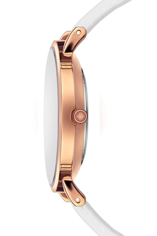 Montre à quartz en cuir  - Blanc et doré rose