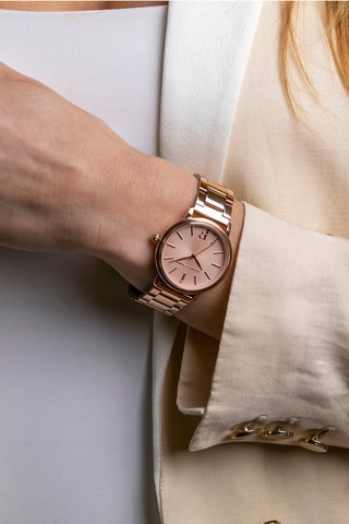 Montre à quartz en acier et diamant