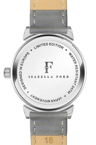 Montre à quartz en cuir et diamant - Gris et argenté