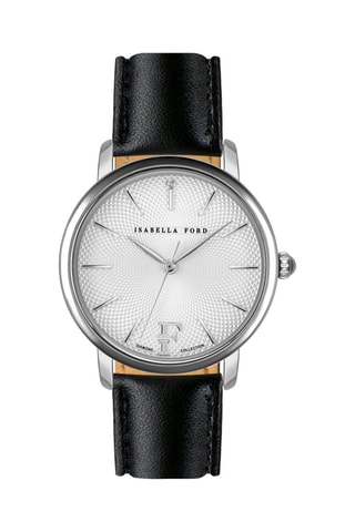 Coffret montre à quartz en plaqué ion, diamant et 2 bracelets en acier et en cuir