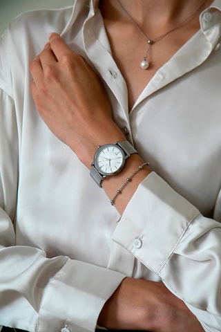 Coffret montre à quartz en plaqué ion, diamant et 2 bracelets en acier et en cuir