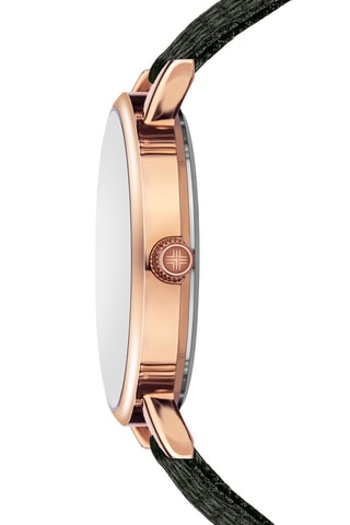 Montre à quartz en cuir - Noir et doré rose