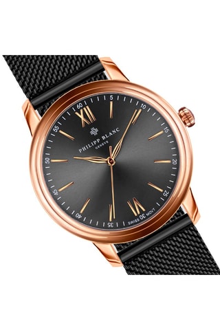 Coffret montre à quartz en acier et bracelet en cuir
