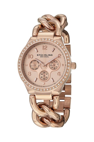 Montre à quartz en acier ornée de cristaux Swarovski Vogue - Doré rose