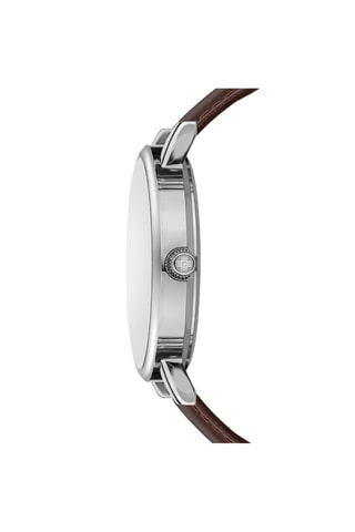 Montre à quartz en cuir - Marron et argenté