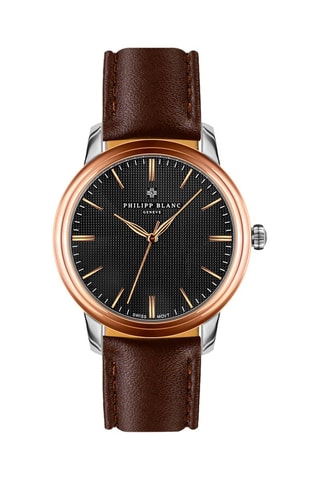 Montre à quartz en cuir - Marron et doré rose
