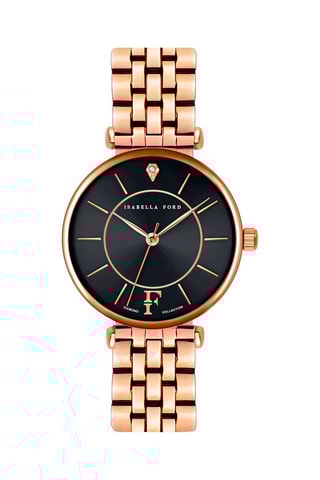 Montre à quartz en acier et diamant