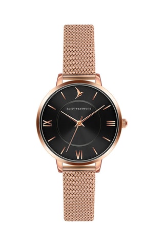 Montre à quartz en acier - Doré rose et noir  - Emily Westwood