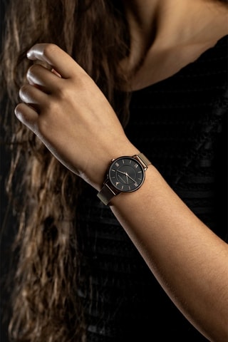 Montre à quartz en acier - Doré rose et noir  - Emily Westwood