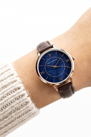 Montre à quartz en cuir - Marron et doré rose  - Emily Westwood