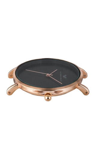 Montre à quartz japonais en acier plaqué ion - Doré rose et noir - Victoria Walls