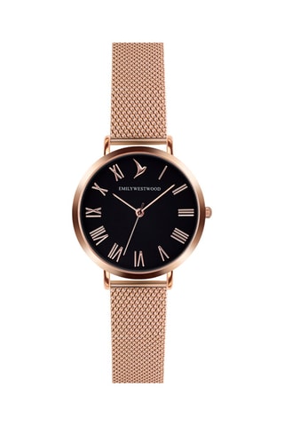 Montre à quartz en acier - Doré rose et noir - Emily Westwood