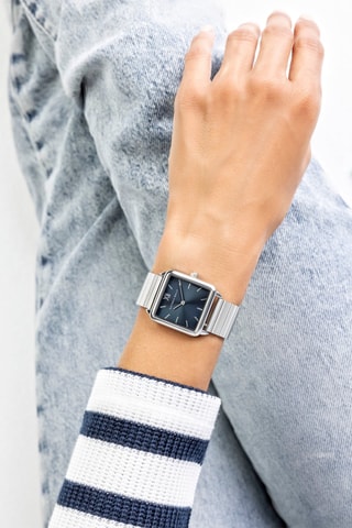 Montre à quartz en acier - Argenté et bleu marine - Victoria Walls