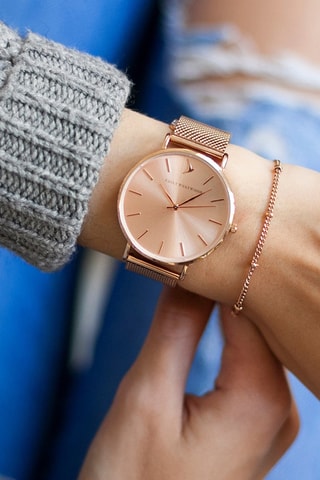 Montre à quartz en acier - Doré rose - Emily Westwood