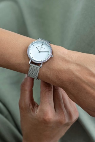 Montre à quartz en acier - Argenté et blanc - Emily Westwood