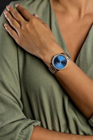 Montre à quartz en acier - 
Doré rose et bleu - Emily Westwood