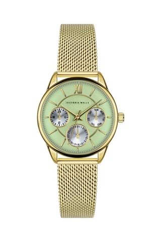 Montre à quartz en acier - Doré et vert clair - Victoria Walls