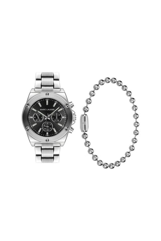 Coffret montre à quartz en acier et bracelet