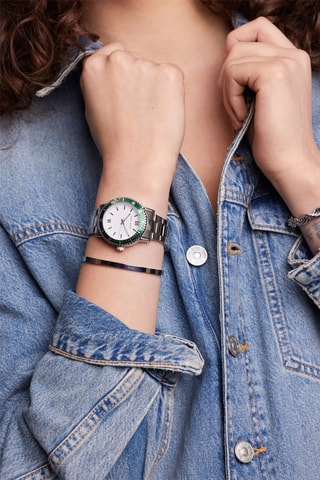 Montre à quartz en acier Sofia - Argenté et vert