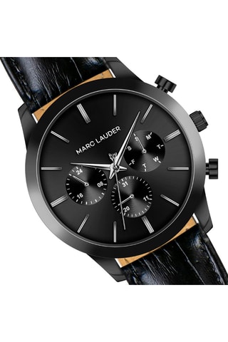 Montre à quartz en cuir London - Chronographe - Noir