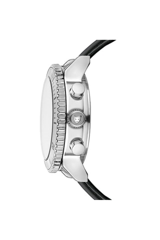 Montre à quartz en cuir Prague - Noir et argenté