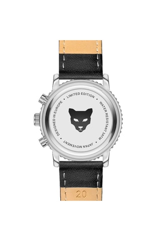 Montre à quartz en cuir Prague - Noir et argenté