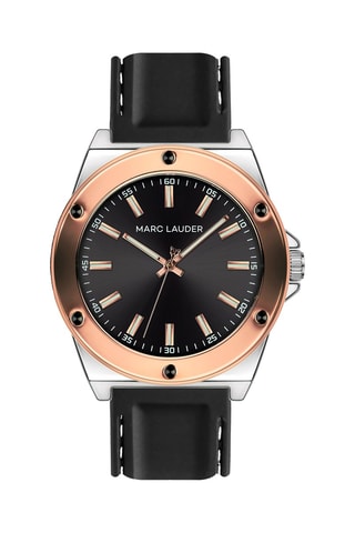 Montre à quartz en silicone Berlin - Noir et doré rose