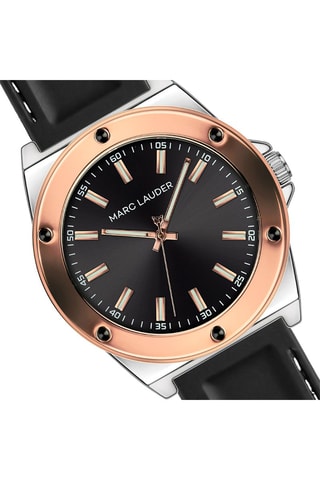 Montre à quartz en silicone Berlin - Noir et doré rose